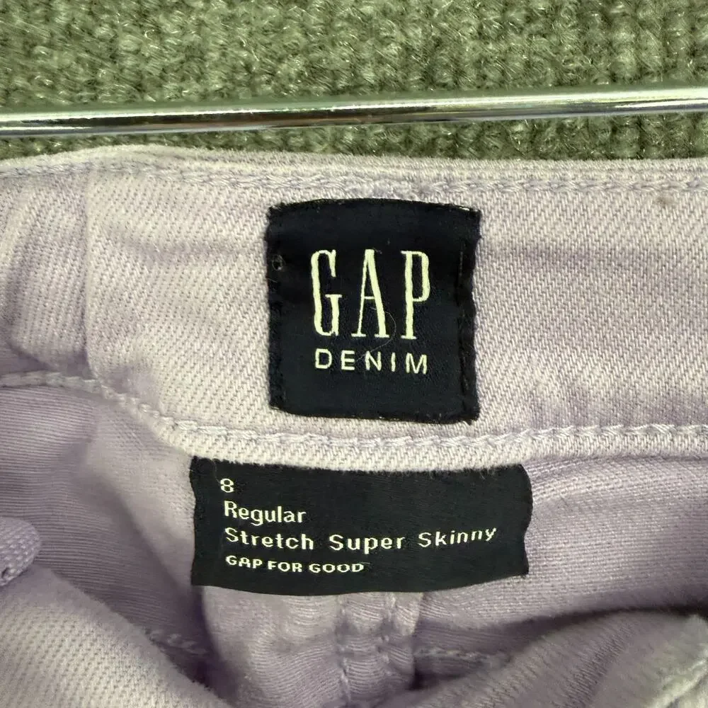 Gap Girls Super Skinny Jeans Size 8 Lavender Stretch Denim Adjustable Waist